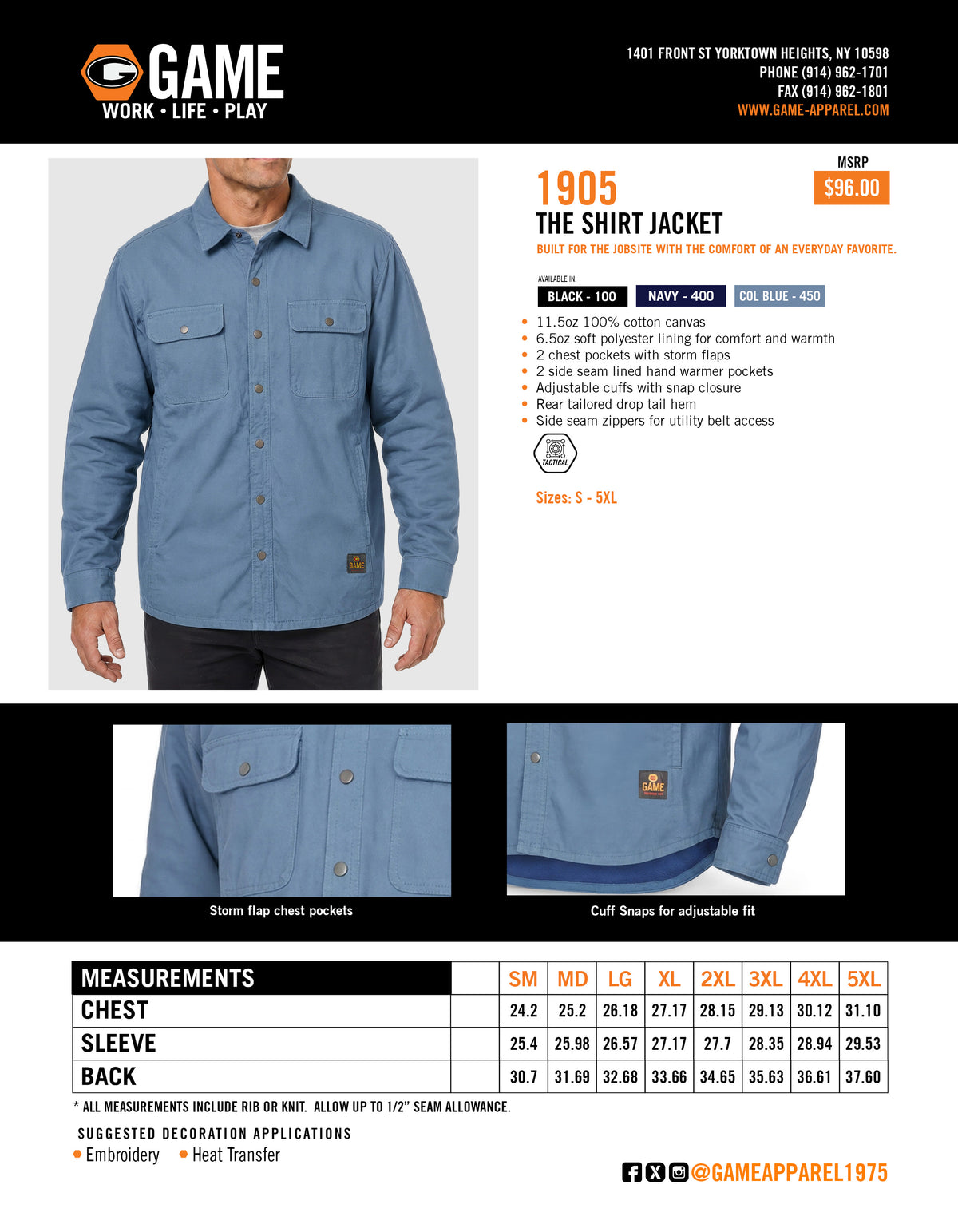 PGFD Game Apparel Fleece-Lined Shirt Jac