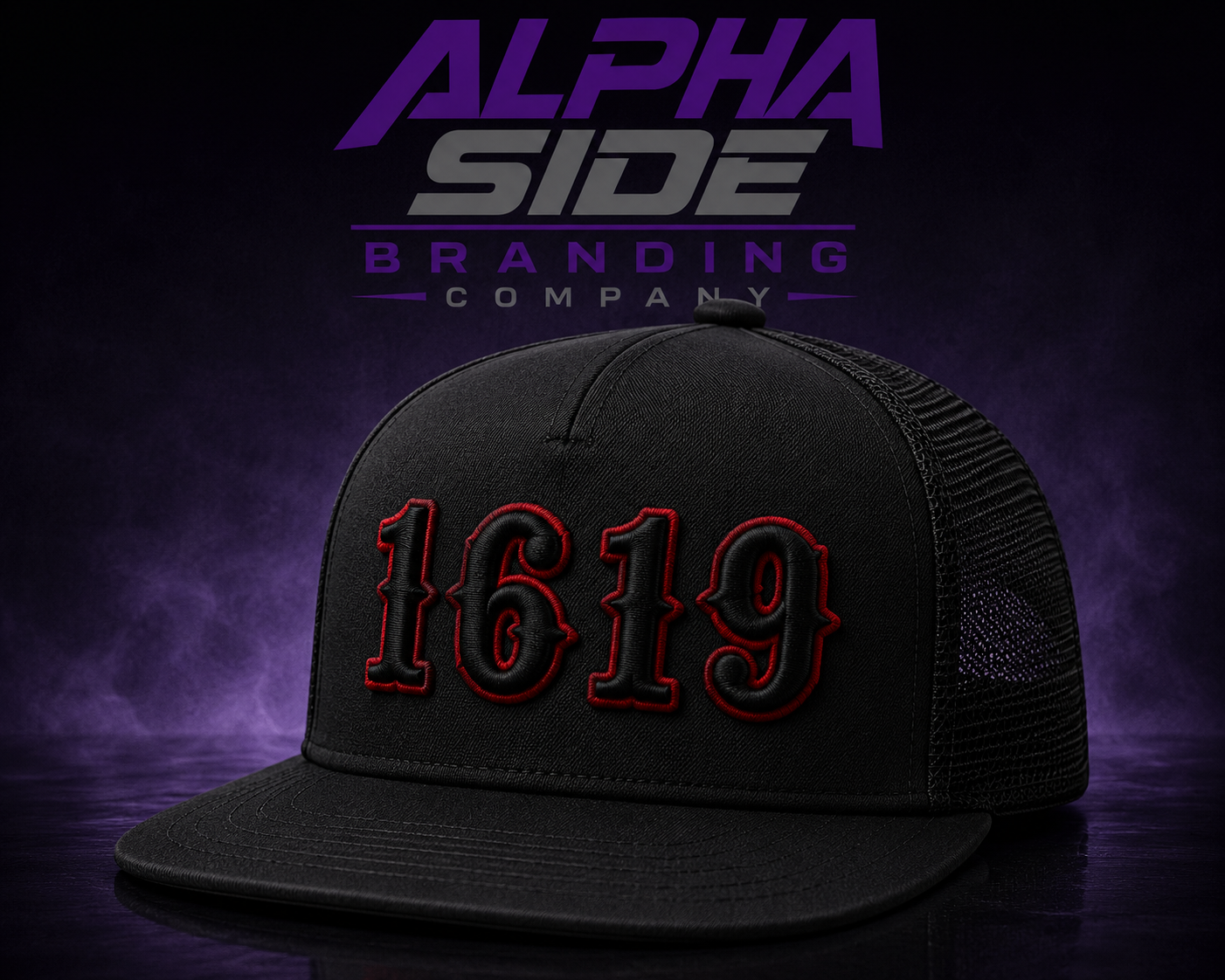 1619 Blackout 3D Puff  5 panel Trucker Hat