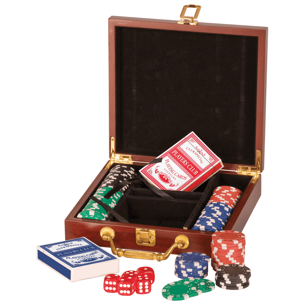 Rosewood Finish 100 Chip Poker Set