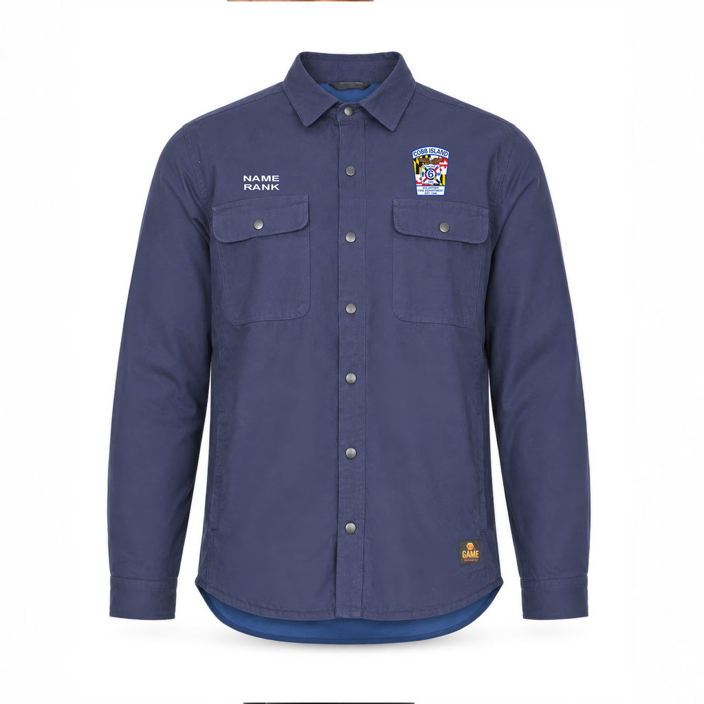 EMBROIDERED Cobb Island Volunteer Fire Department   Game Apparel "SHACKET" -Shirt Jacket