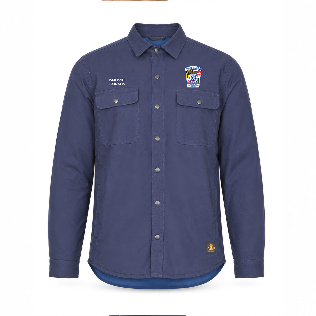 EMBROIDERED Cobb Island Volunteer Fire Department   Game Apparel "SHACKET" -Shirt Jacket